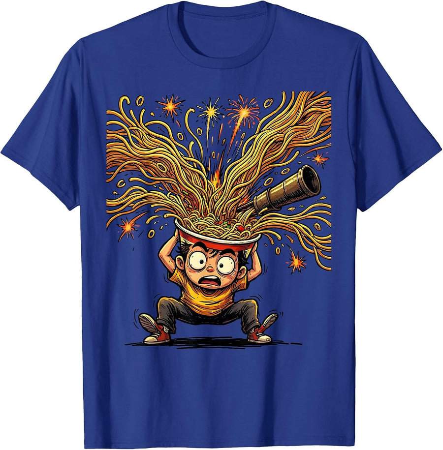 Ramen Noodle Fireworks Funny Teen Humor T-Shirt - Royal Blue