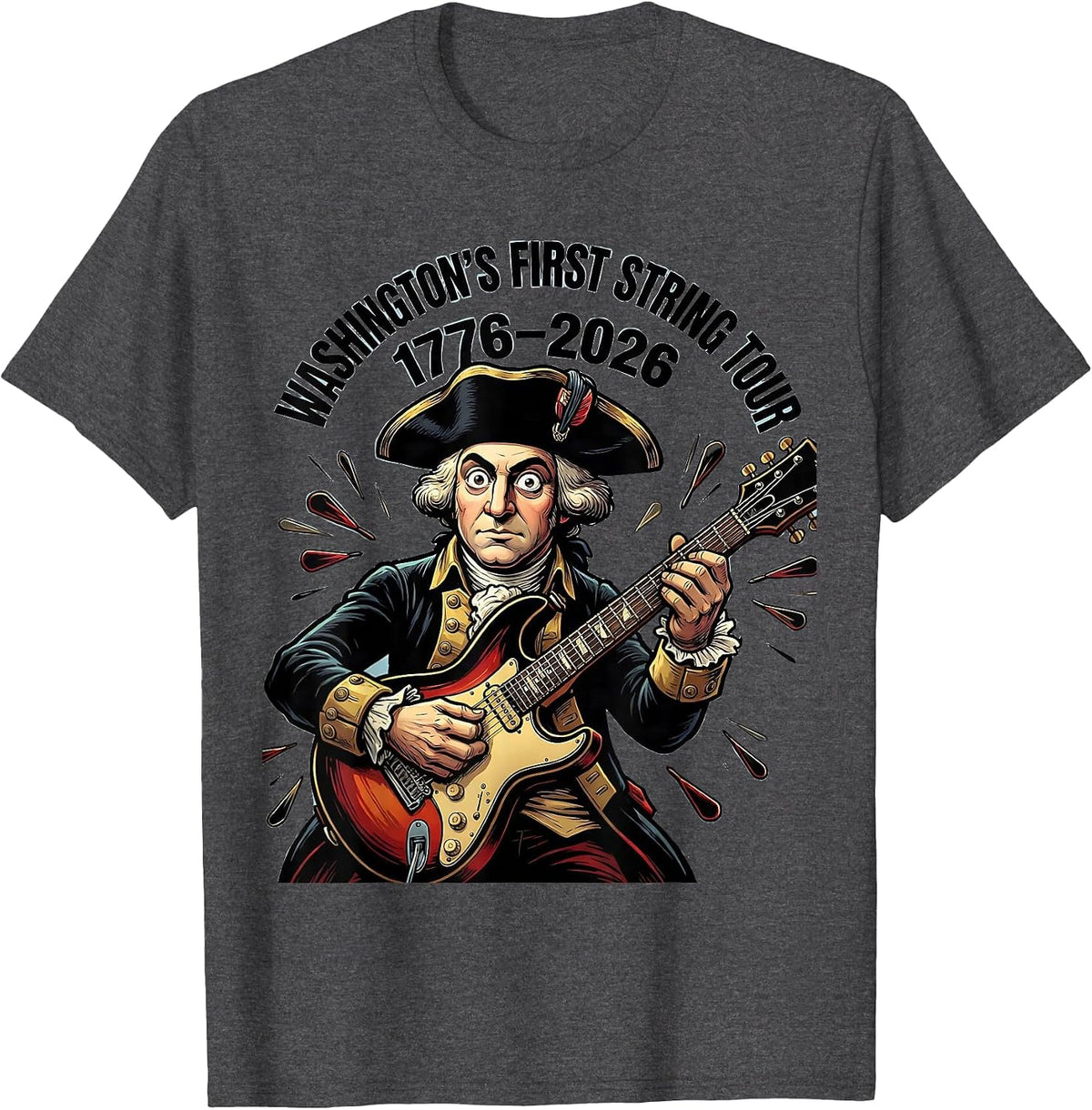 Men's WASHINGTON'S FIRST STRING TOUR 1776–2026 Retro Vintage T-Shirt - Dark Heather Grey