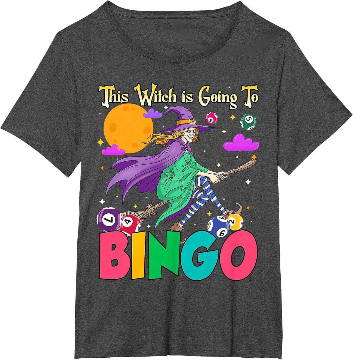 Halloween This Witch is Going to Bingo T-Shirt - Dark Heather Grey