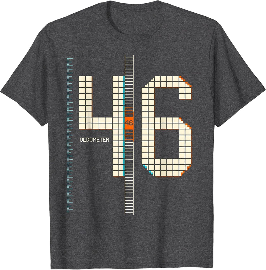 Men's OLDOMETER 46 Funny Milestone Birthday Gift Men T-Shirt - Dark Heather Grey