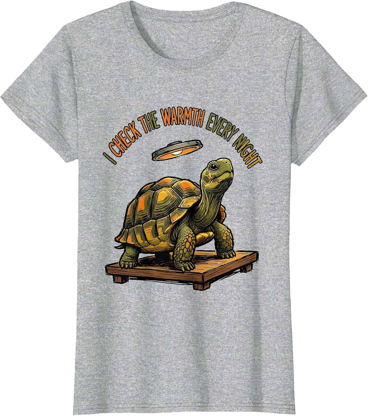 I Check The Warmth Every Night Funny Tortoise Lover Pet T-Shirt - Heather Grey