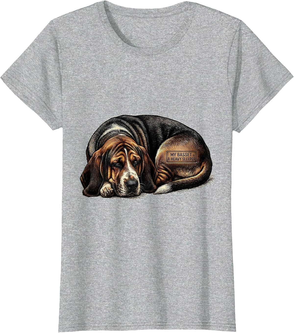 My Basset Is A Heavy Sleeper Funny Basset Hound Dog Owner T-Shirt - Heather Grey