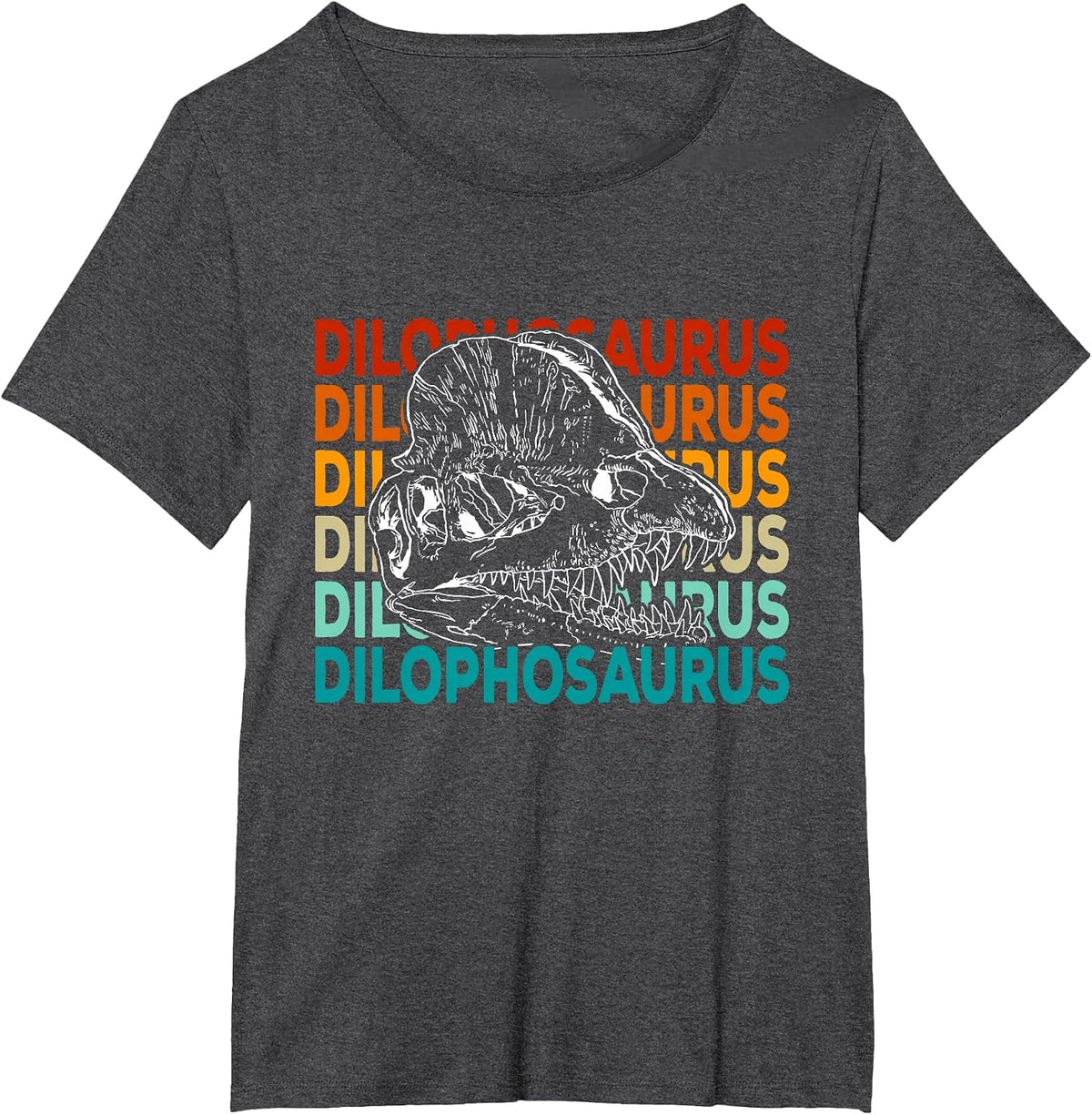 Dilophosaurus Dinosaur T-Shirt - Dark Heather Grey