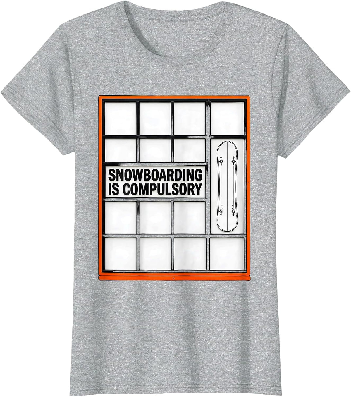 Women's Snowboarding Is Compulsory Geometric Snowboarder Pride T-Shirt - Heather Grey