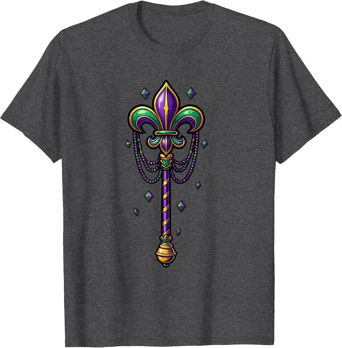 Carnival Scepter Colorful Mardi Gras Party Costume T-Shirt - Dark Heather Grey