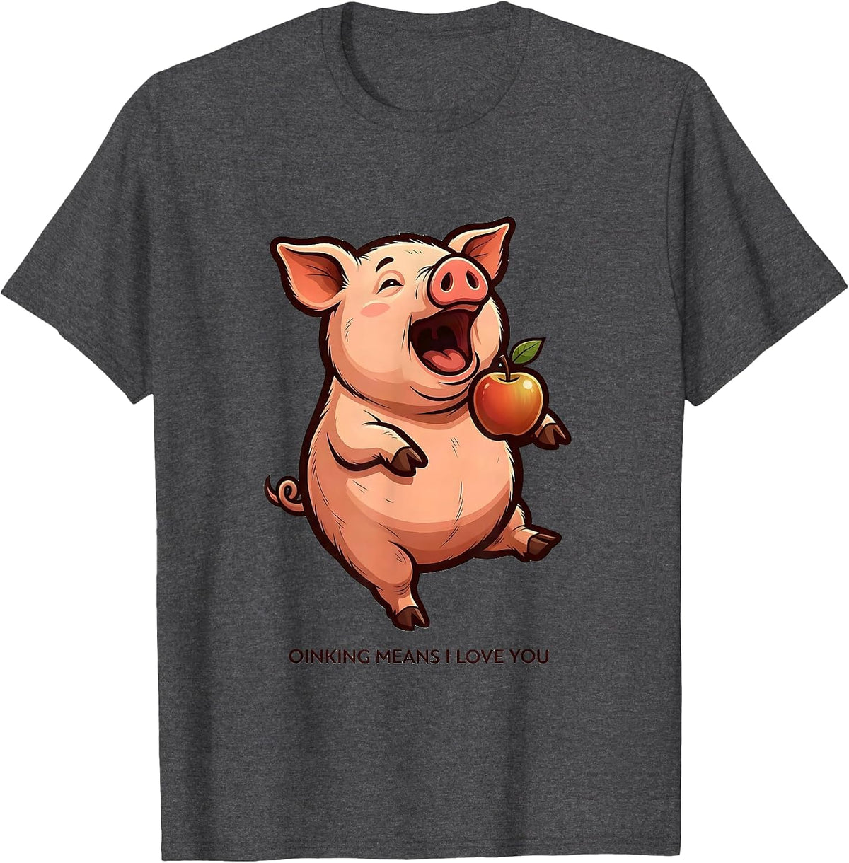 Men's Oinking Means I Love You Funny Pig Lover Pet Owner Humor T-Shirt - Dark Heather Grey