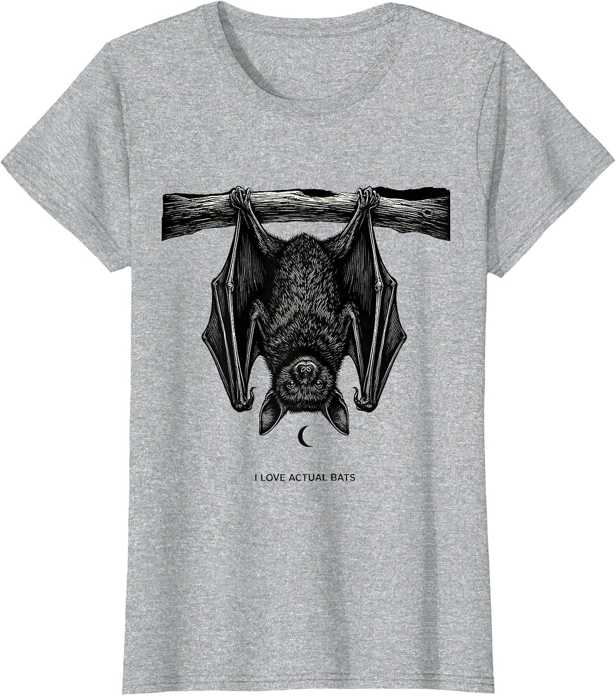 Women's I Love Actual Bats Funny Bat Lover Halloween Nature Humor T-Shirt - Heather Grey