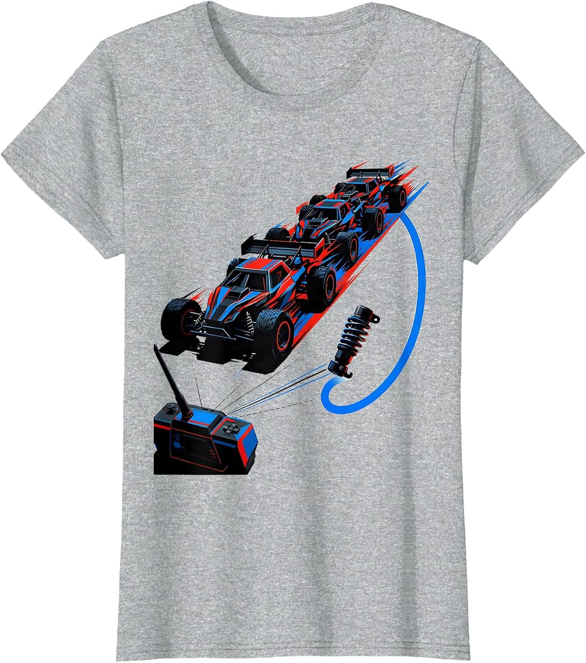 Women's RC Truck Silhouettes Futurist Dynamism Hobbyist Gift T-Shirt - Heather Grey