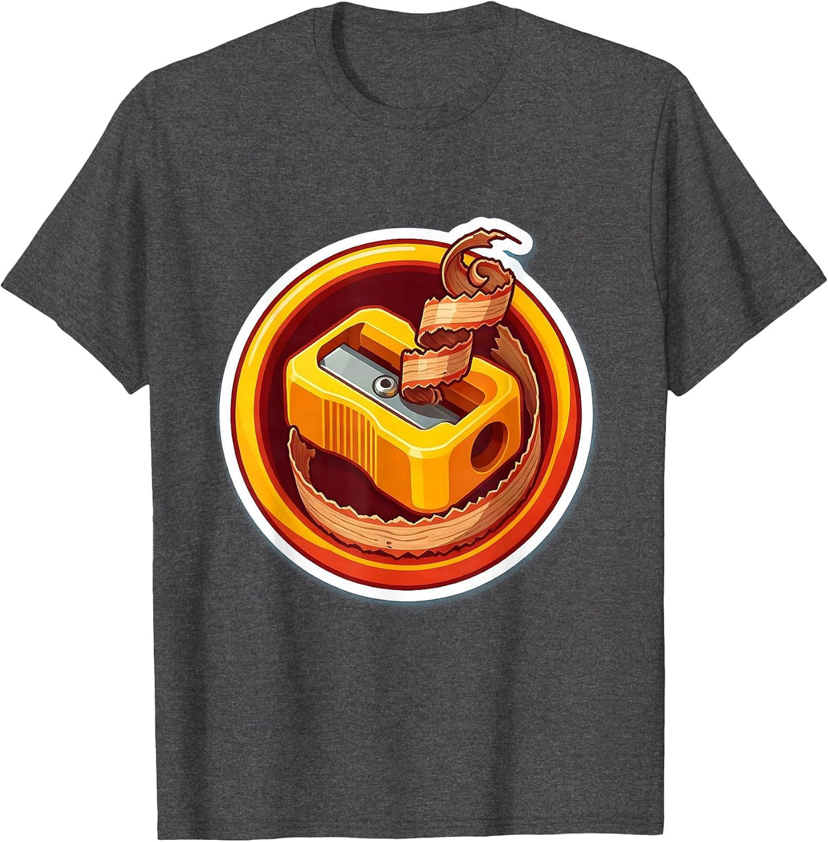 Kindergarten Teacher Pencil Sharpener Graphic T-Shirt - Dark Heather Grey