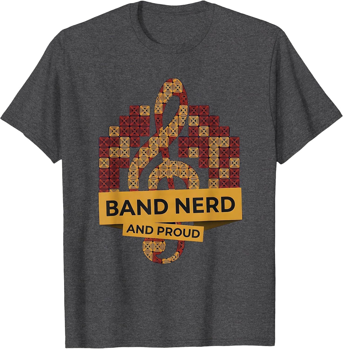 Men's Band Nerd and Proud Music Design T-Shirt - Dark Heather Grey