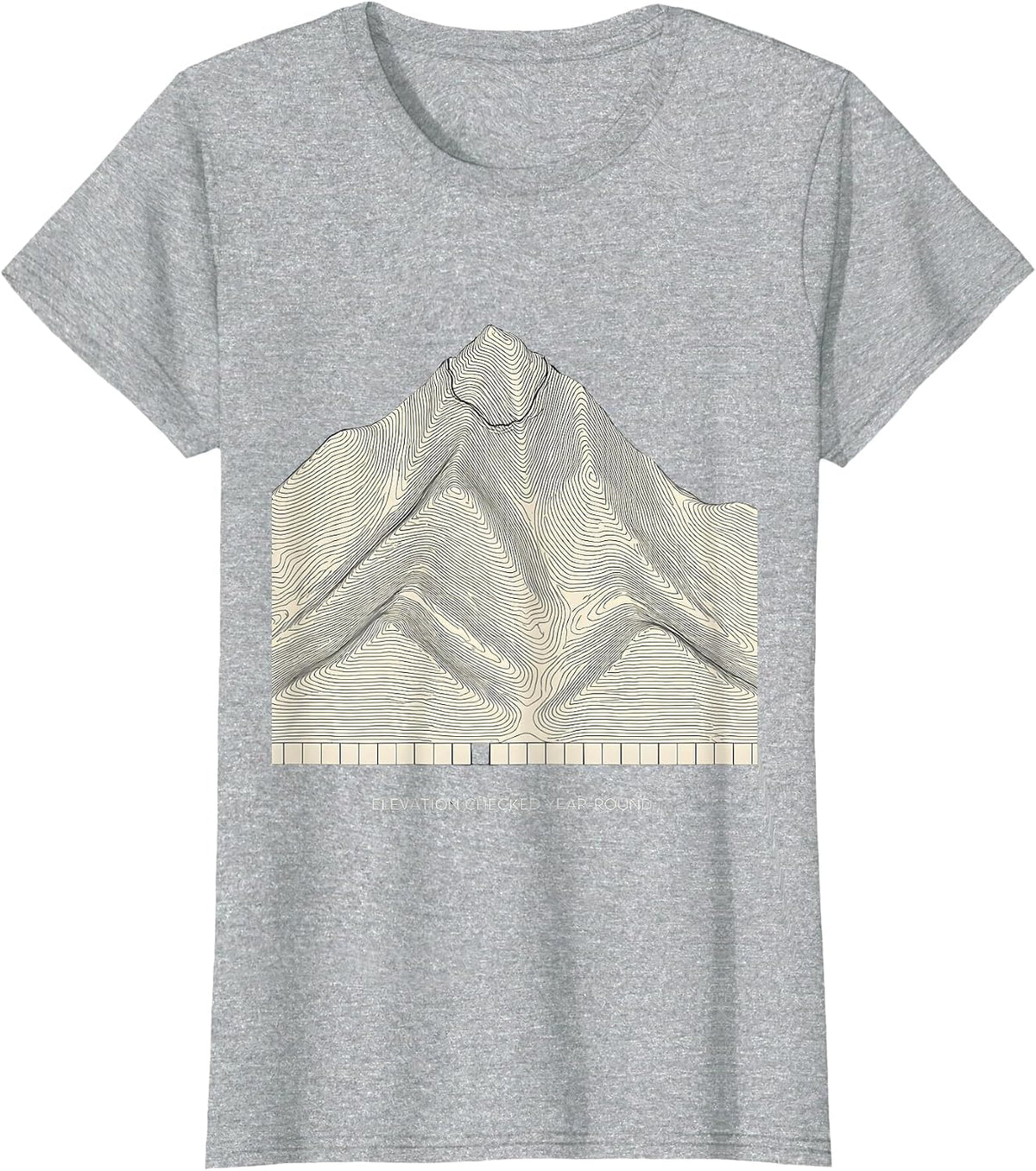 Elevation Checked Year-Round Funny Ski Snowboard Winter T-Shirt - Heather Grey