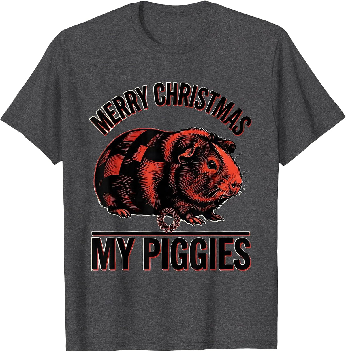 Men's Merry Christmas My Piggies Funny Guinea Pig Pet Lover Humor T-Shirt - Dark Heather Grey