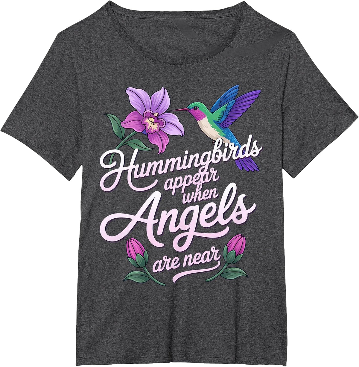 Hummingbirds Appear When Angels are Near + Spiritual Calm T-Shirt - Dark Heather Grey