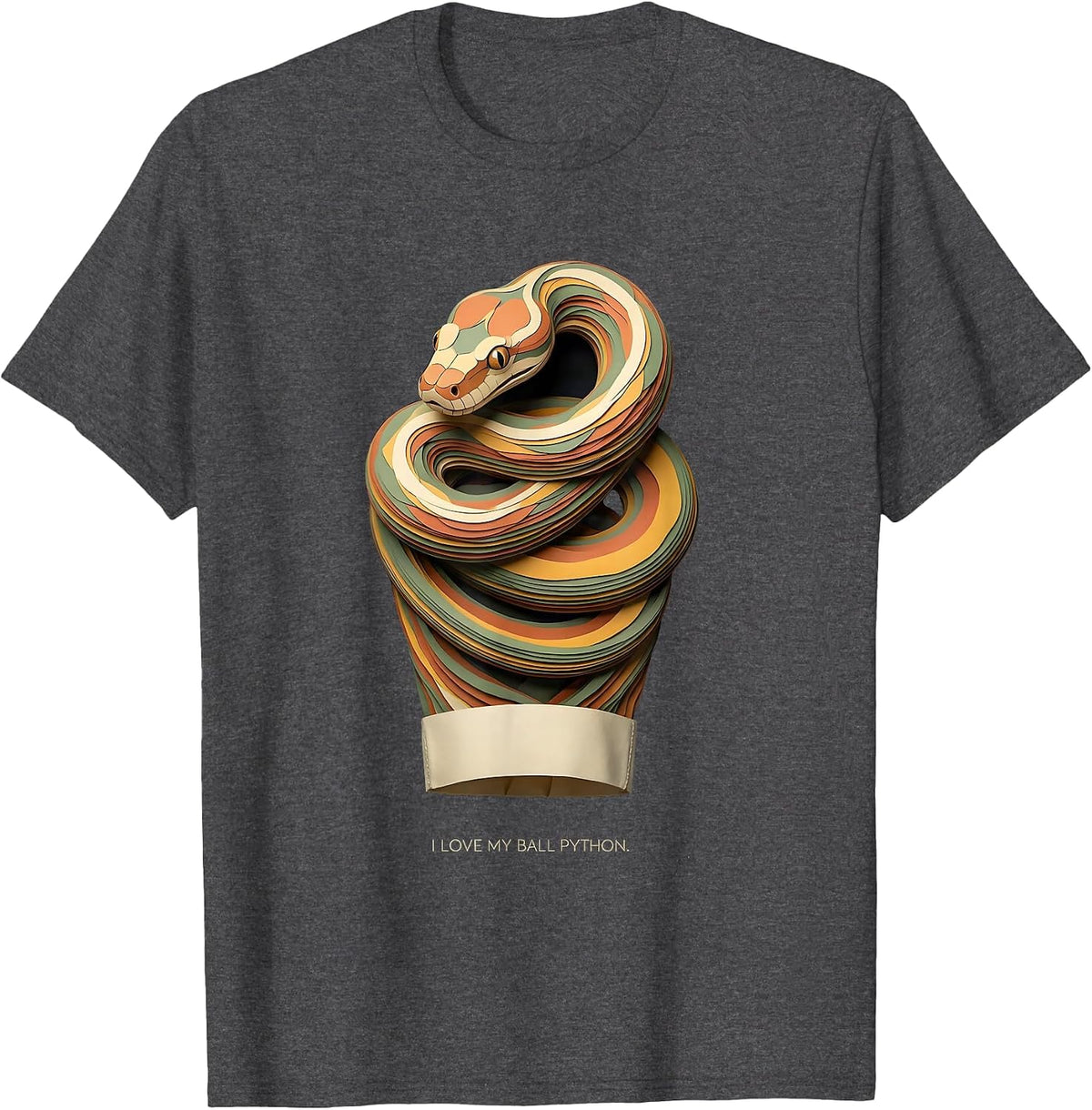 I Love My Ball Python Cute Reptile Keeper Snake Lover Gift T-Shirt - Dark Heather Grey