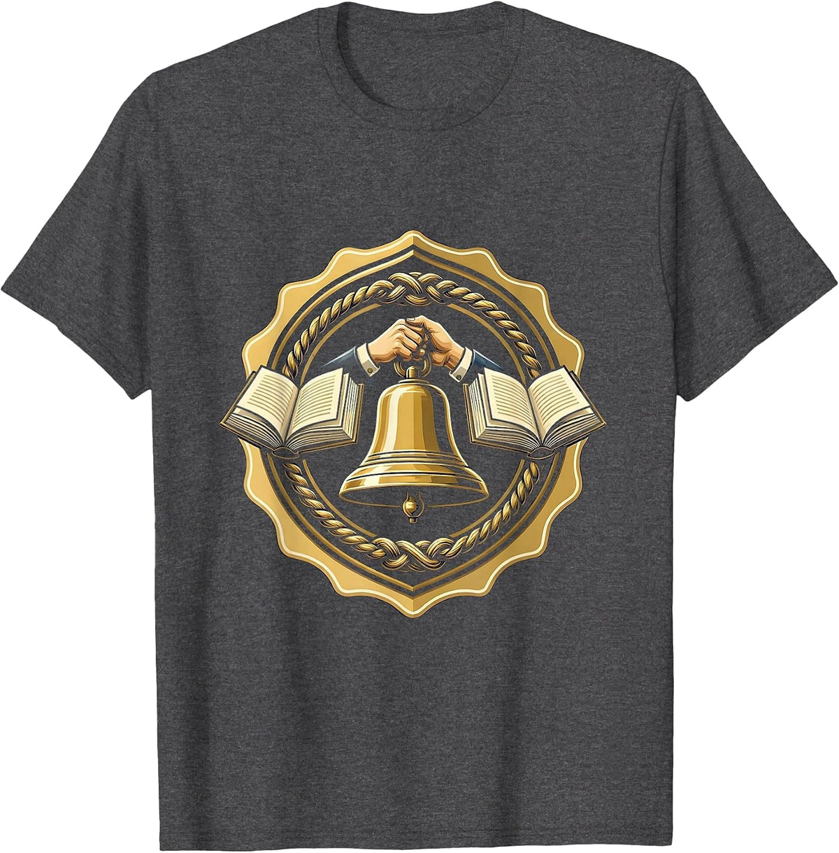 First Grade Teacher Old School Bell Graphic T-Shirt - Dark Heather Grey