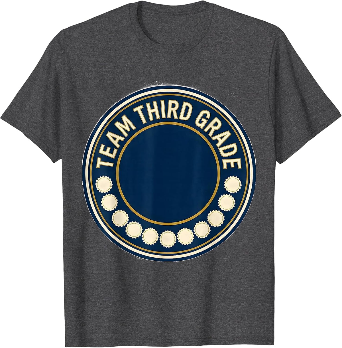Men's Team Third Grade Wholesome Teacher Back To School Emblem T-Shirt - Dark Heather Grey