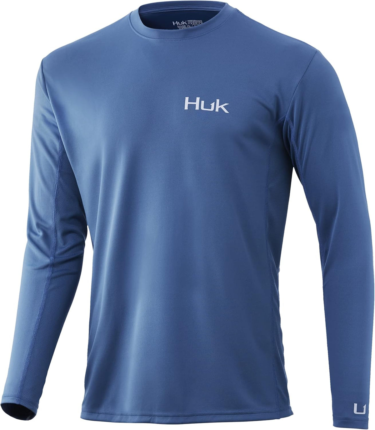 HUK Mens Icon X Long Sleeve Shirt|Fishing Shirt with Sun Protection - Large Titanium Blue
