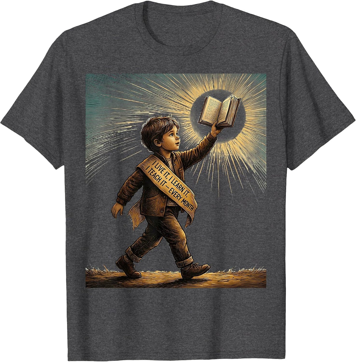 I Live It I Learn It I Teach It Every Month Teacher T-Shirt - Dark Heather Grey