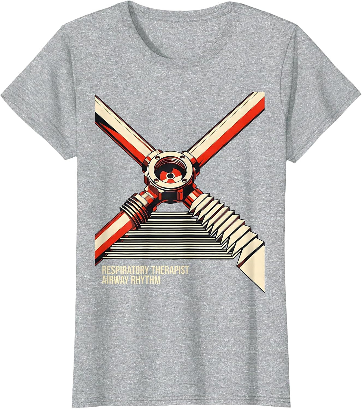 Women's Respiratory Therapist Airway Rhythm Constructivist Poster T-Shirt - Heather Grey