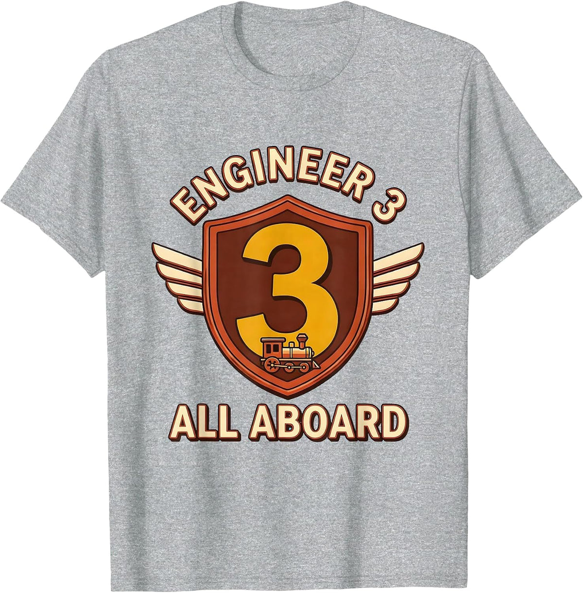 Men's Engineer 3 All Aboard Airplane Vehicles Birthday Boy T-Shirt - Heather Grey