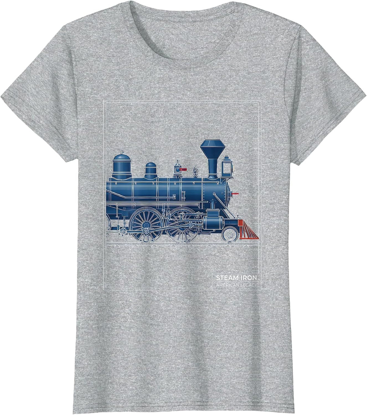 Steam Iron American Legacy Vintage Steam Locomotive Train T-Shirt - Heather Grey