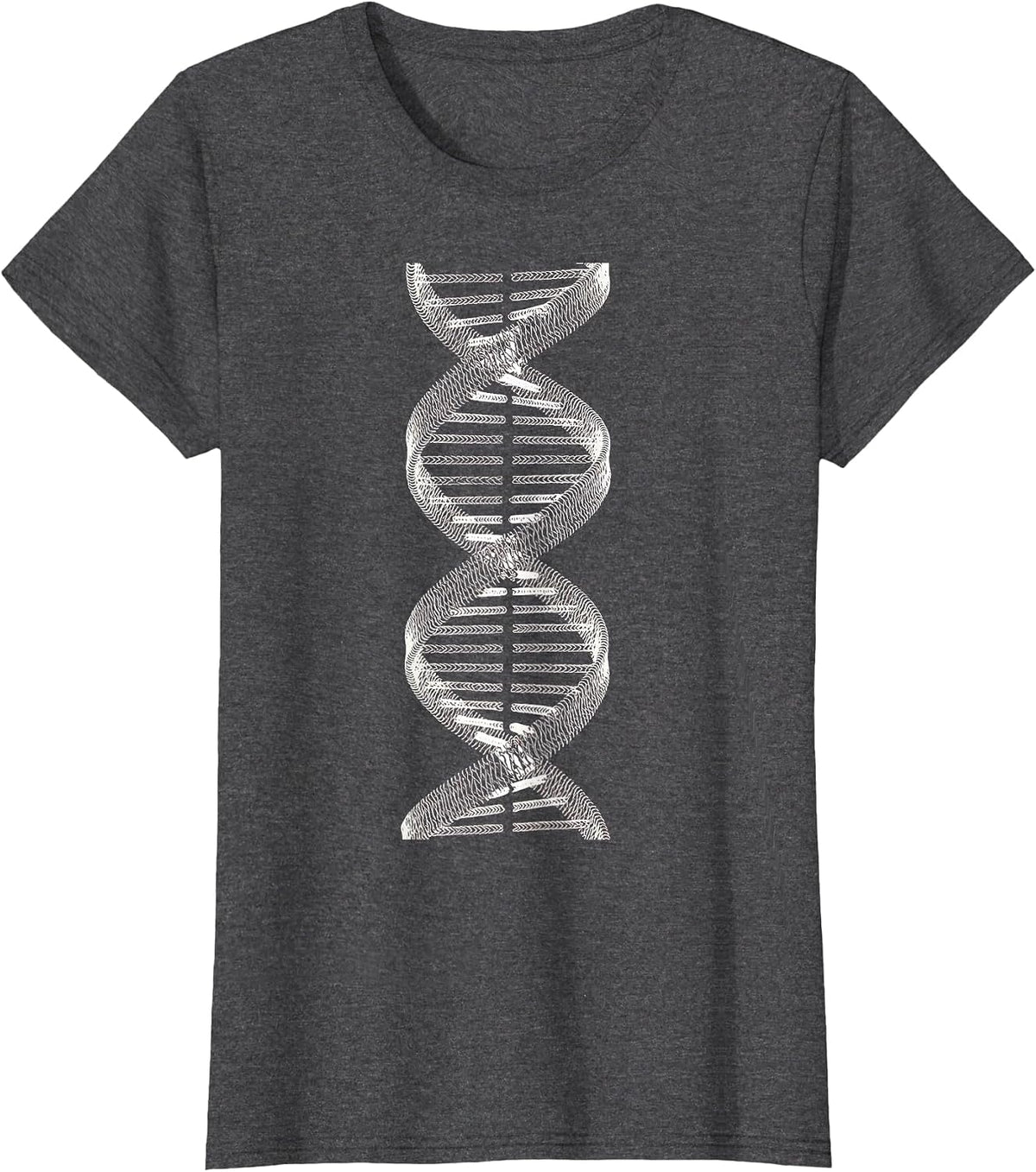 Women's Baseball Stitch Double Helix Science Art T-Shirt - Dark Heather Grey