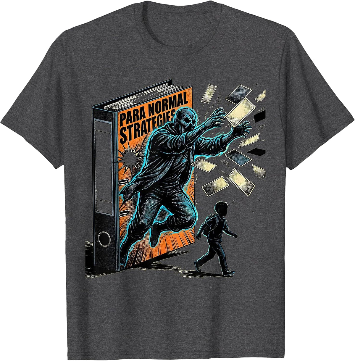 Para Normal Strategies Comic Book Ghost Paraprofessional T-Shirt - Dark Heather Grey