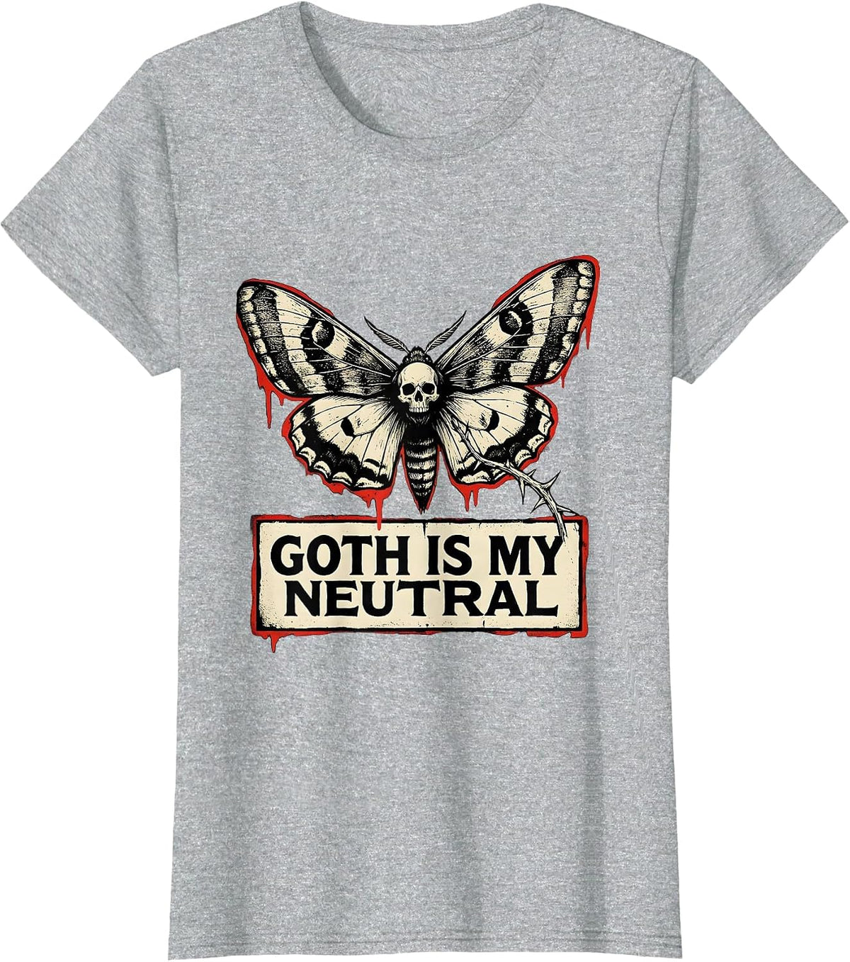 Goth Is My Neutral Stencil Gothic Emo Girl Y2K Grunge T-Shirt - Heather Grey
