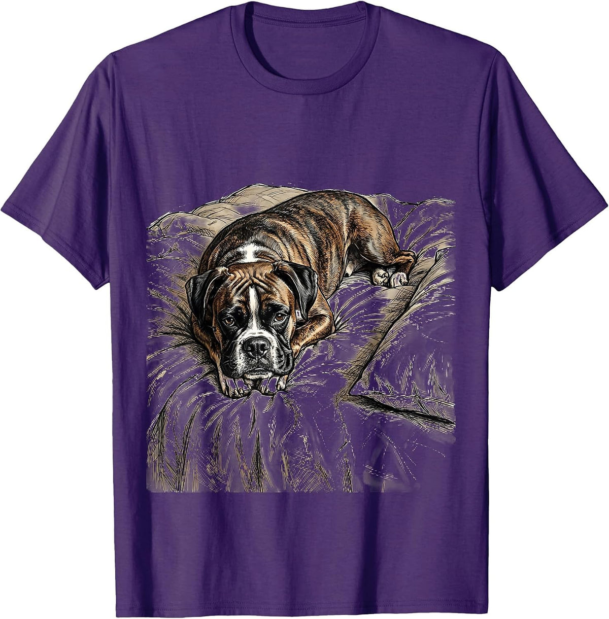 Men's Boxer Dog Sleepshirt Funny Dog Owner Pajama Humor T-Shirt - Purple