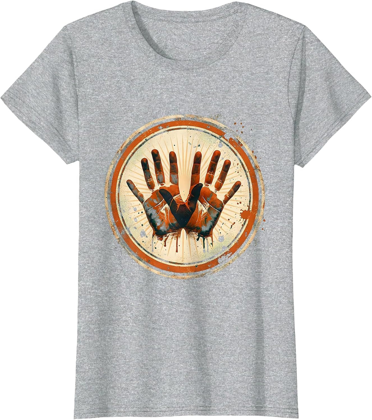 Women's Kindergarten Teacher Paint Handprint Art Design T-Shirt - Heather Grey