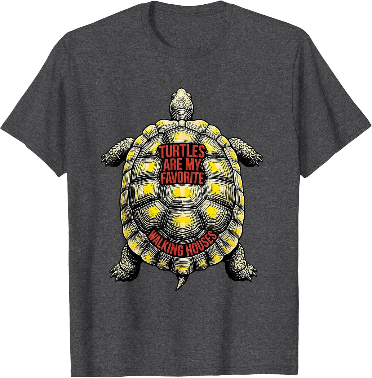 Men's Turtles Are My Favorite Walking Houses Funny Turtle Lover T-Shirt - Dark Heather Grey