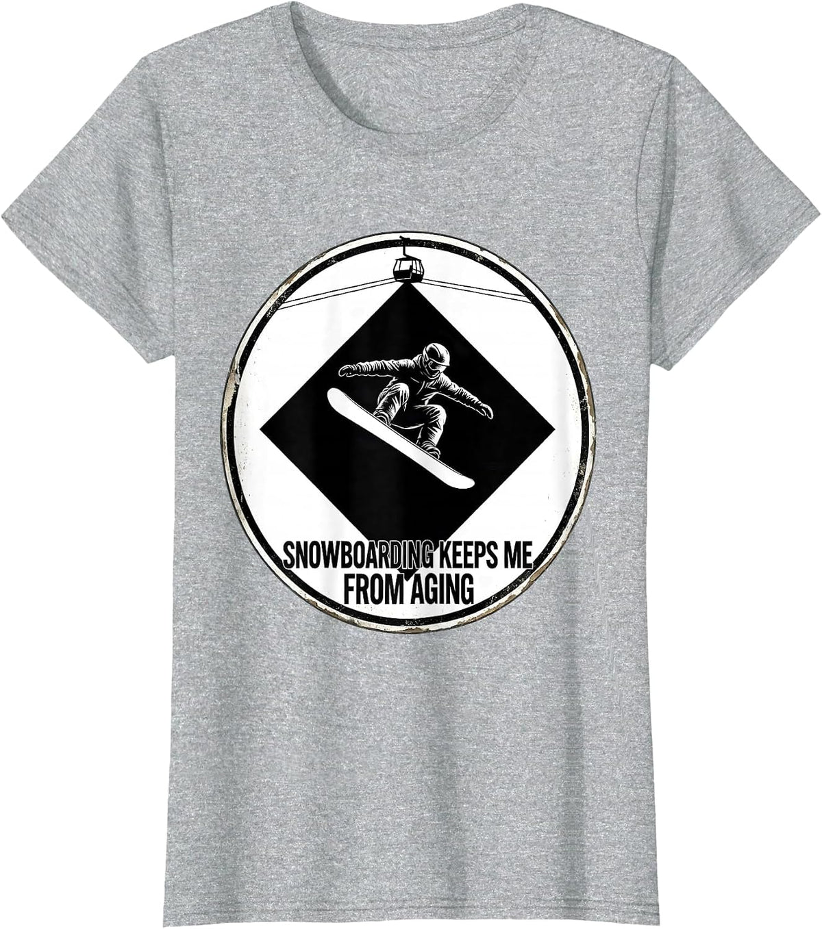 Women's Snowboarding Keeps Me From Aging Vintage Nostalgic T-Shirt - Heather Grey