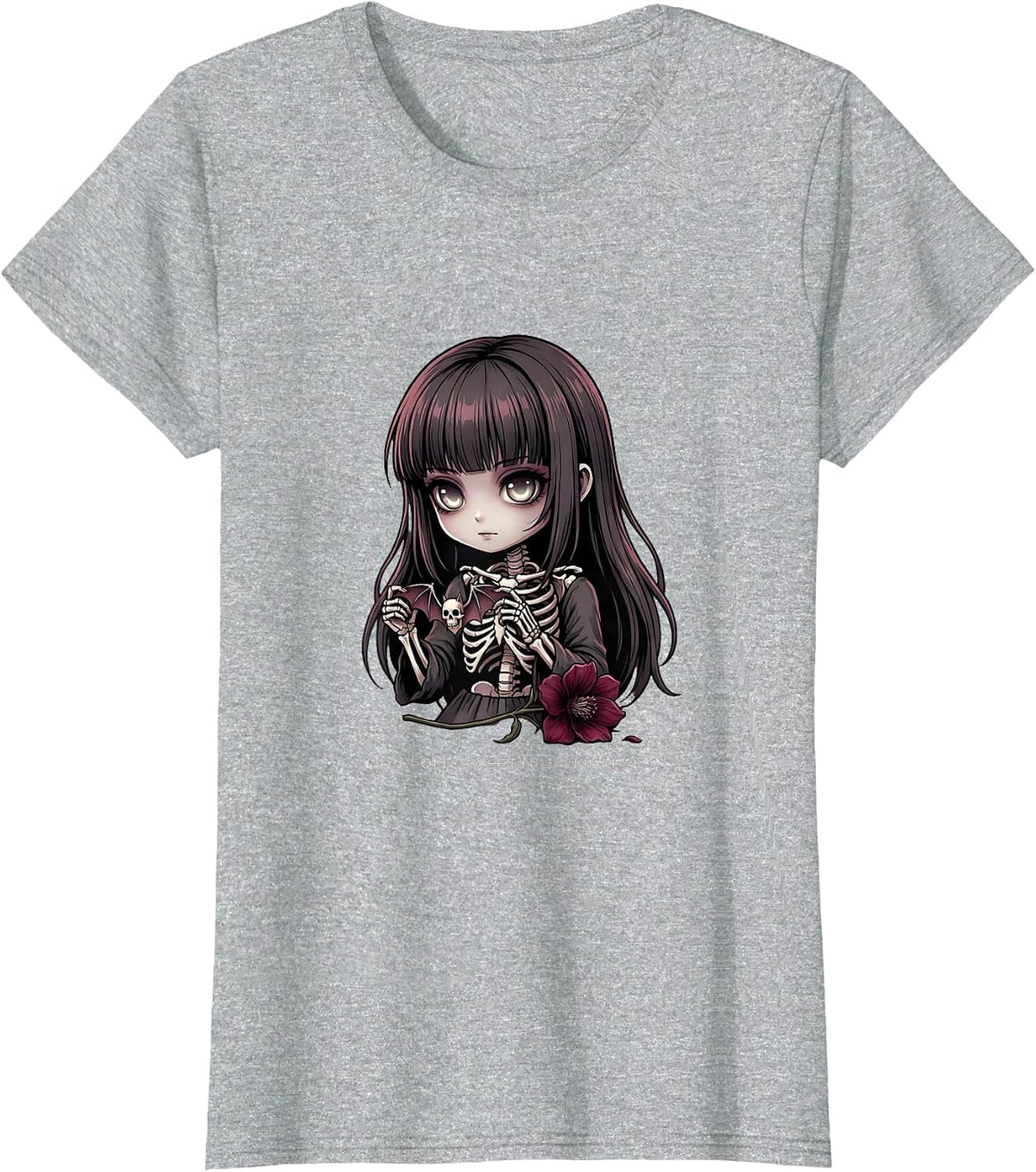 Women's I Fold Sweet Nightmares Creepy Kawaii Goth Anime Horror T-Shirt - Heather Grey