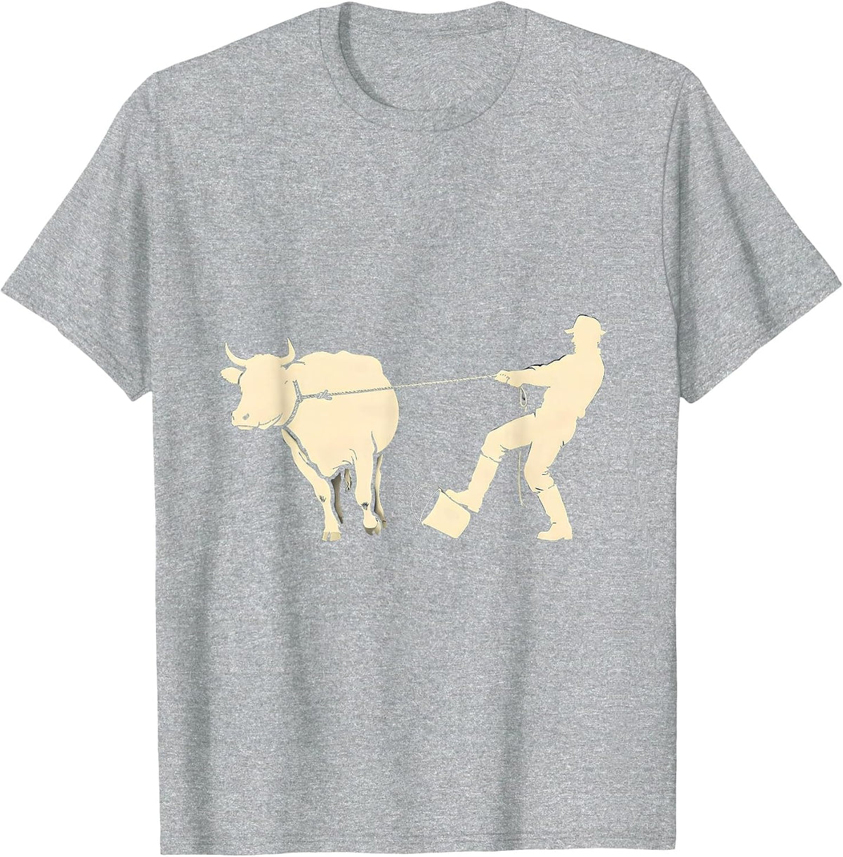 Men's Farmer vs Heifer Silhouette Funny Farm Life T-Shirt - Heather Grey