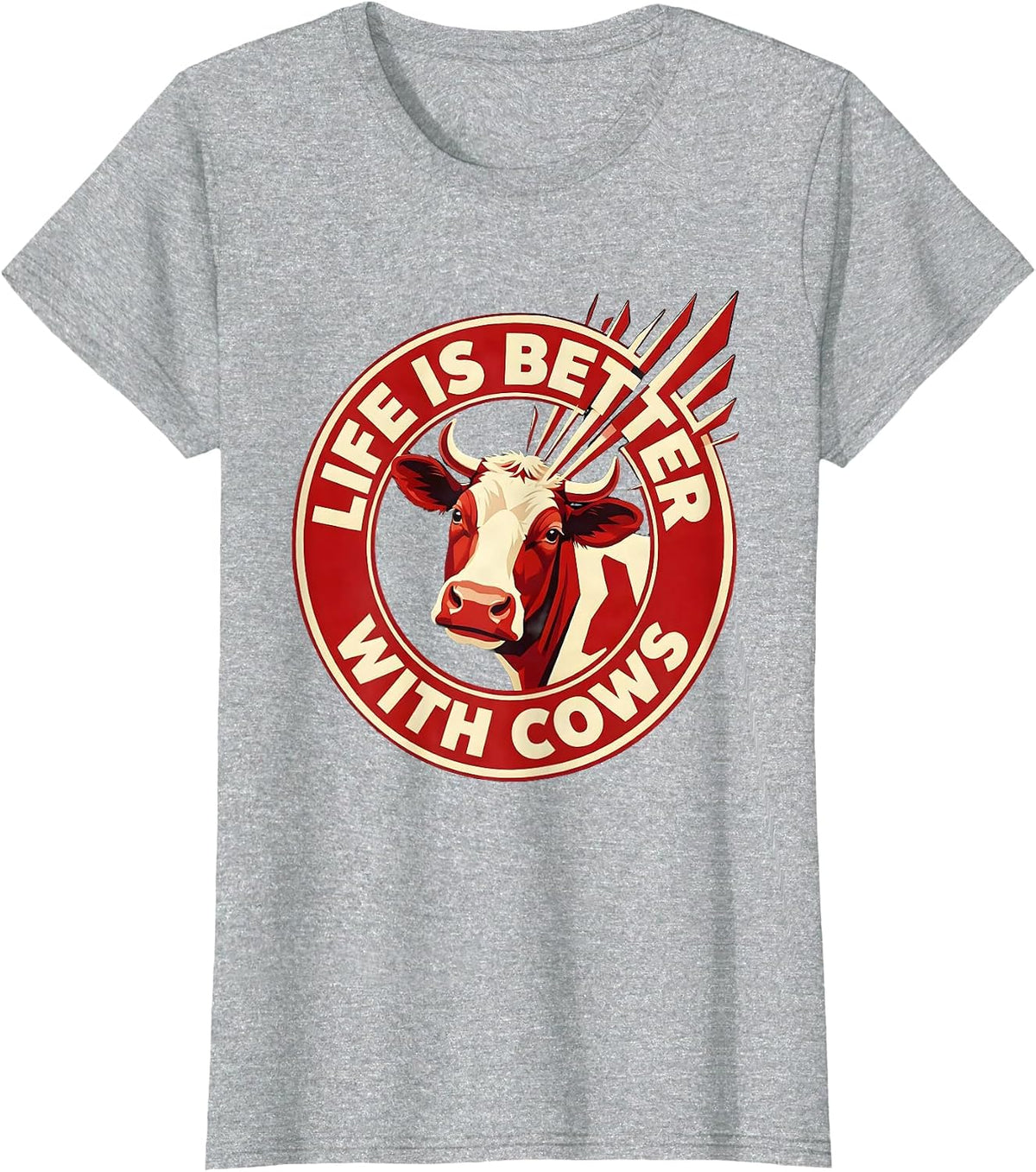 Life Is Better With Cows Farmer Design T-Shirt - Heather Grey