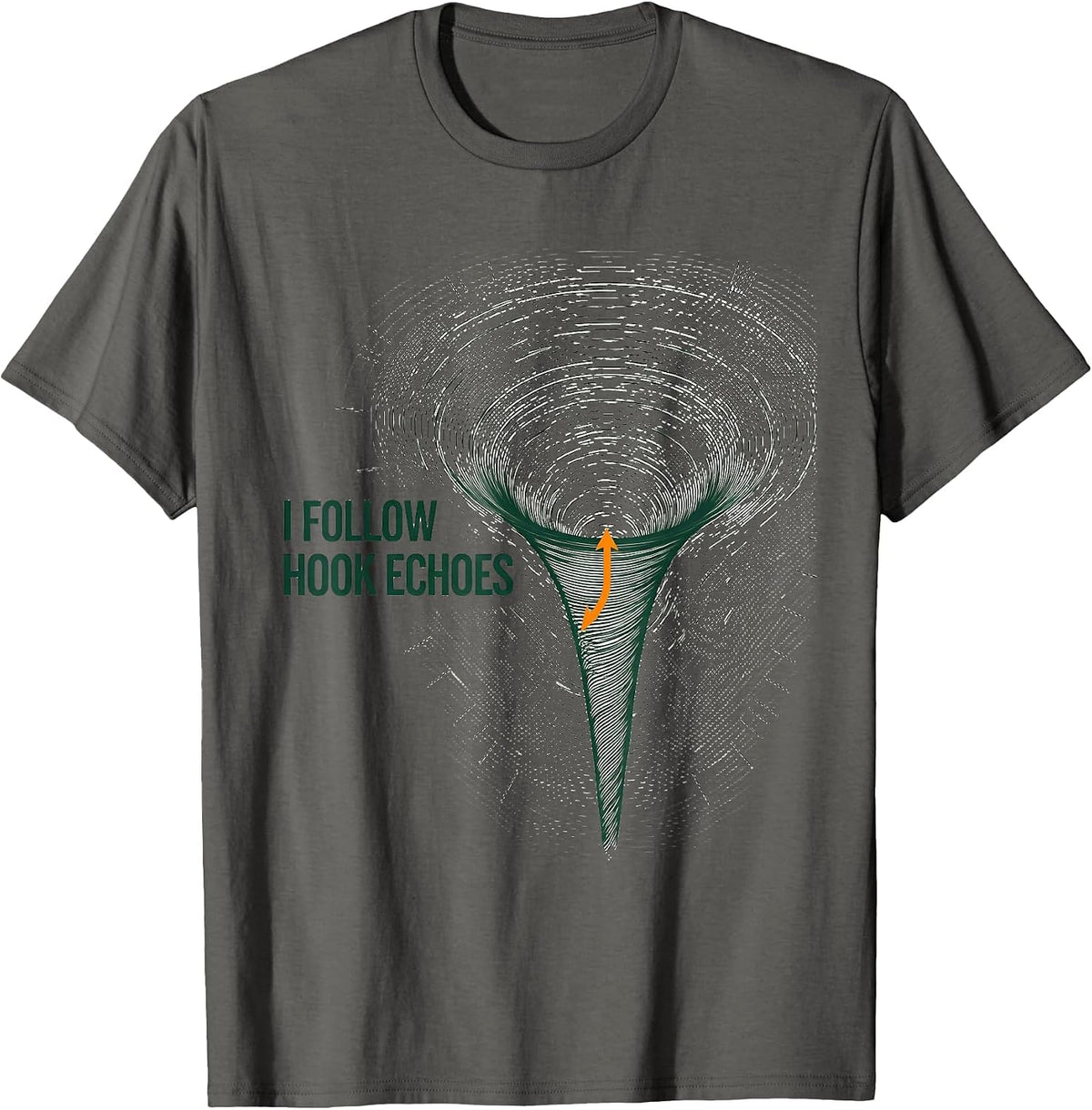 Men's I Follow Hook Echoes Topographic Contour Storm Chaser T-Shirt - Asphalt Grey