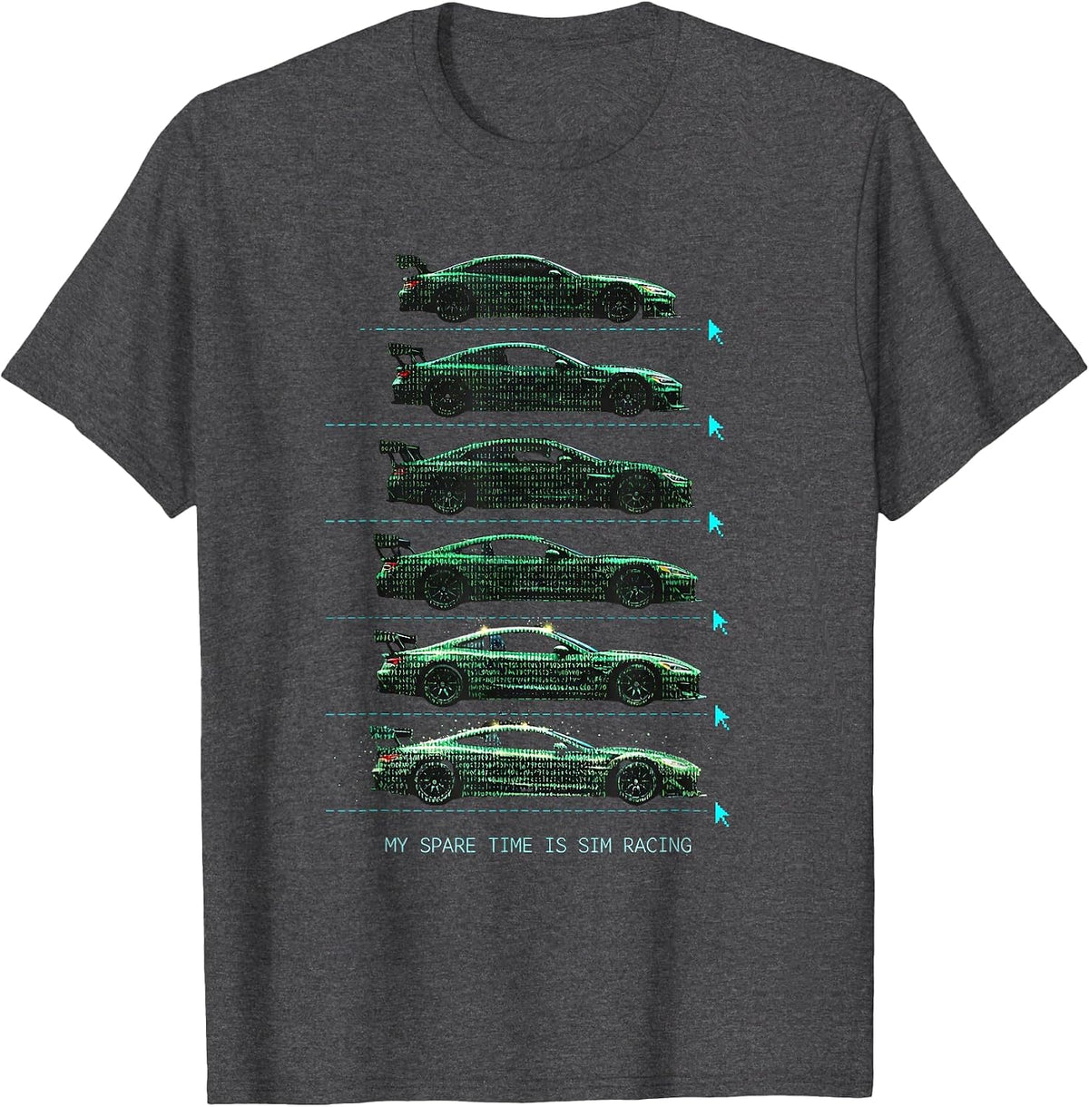 Men's My Spare Time Is Sim Racing Funny Car Enthusiast Hobbyist T-Shirt - Dark Heather Grey