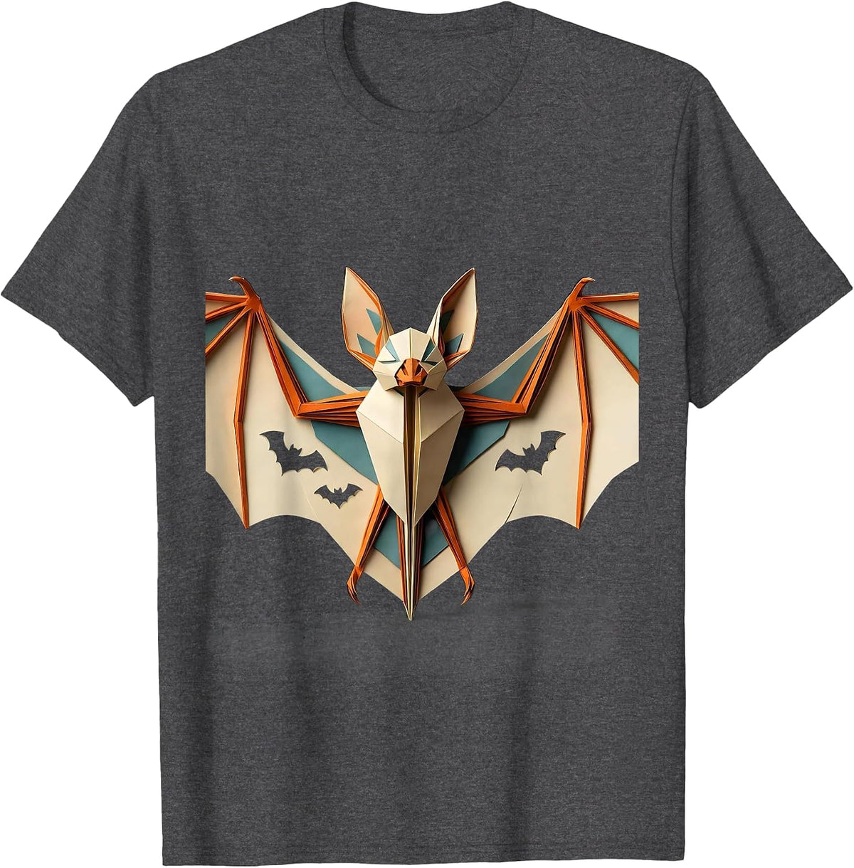 Bat Lover Wildlife Conservation Paper Cutout Halloween T-Shirt - Dark Heather Grey