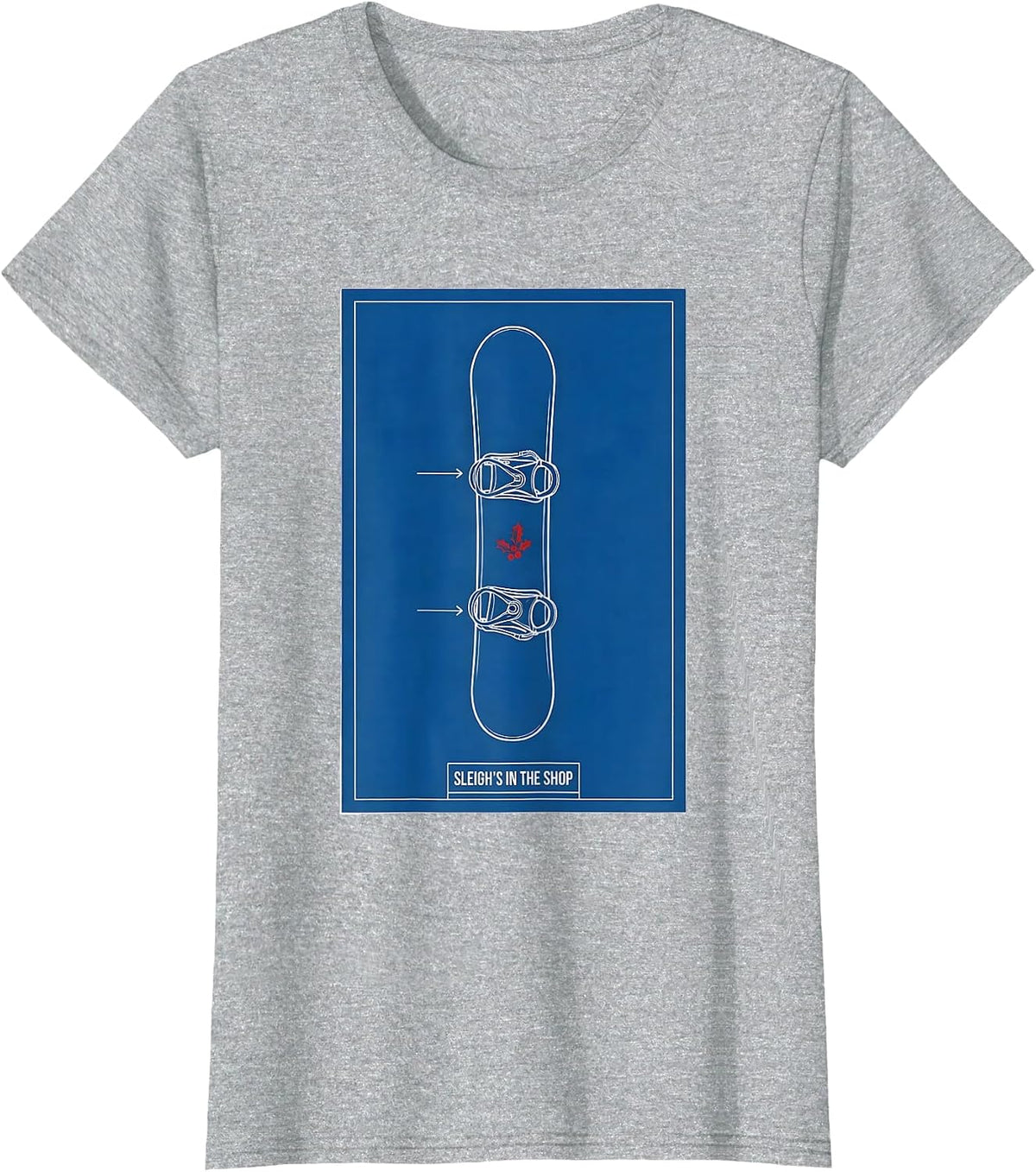 Sleigh's In The Shop Technical Blueprint Snowboarder T-Shirt - Heather Grey