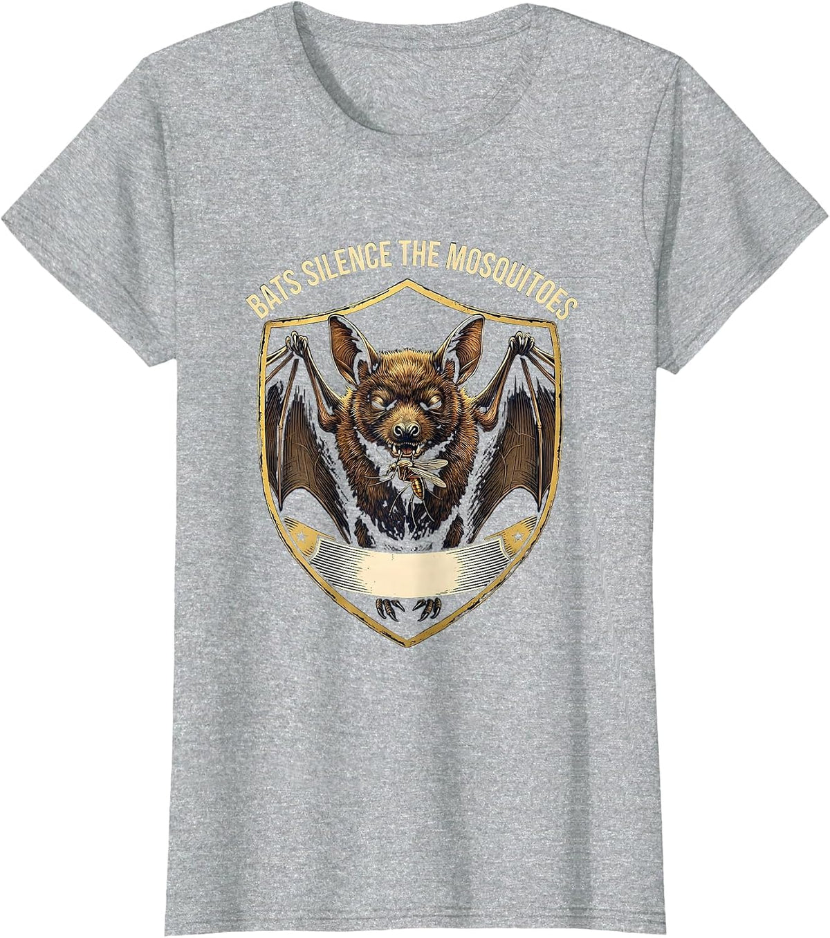 Women's Bats Silence The Mosquitoes Funny Bat Lover Halloween Nature T-Shirt - Heather Grey
