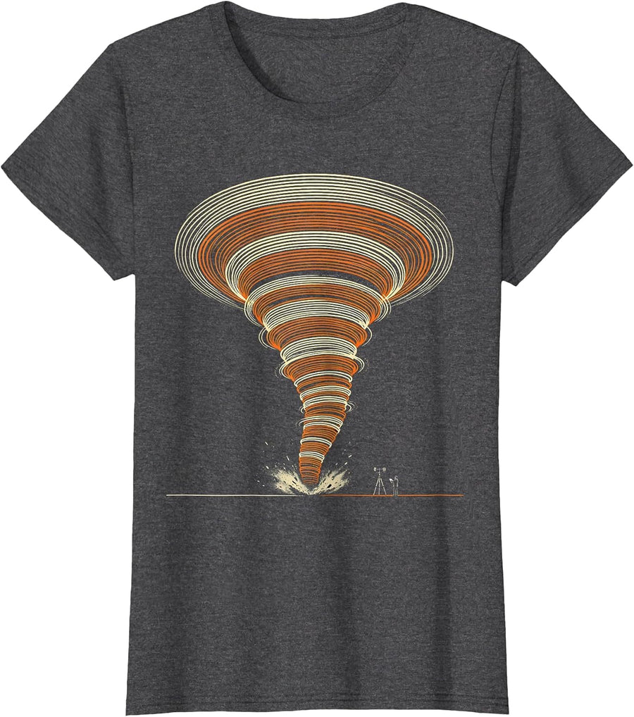 Women's Tornado Funnel Meteorology Enthusiast Storm Chaser Humor T-Shirt - Dark Heather Grey