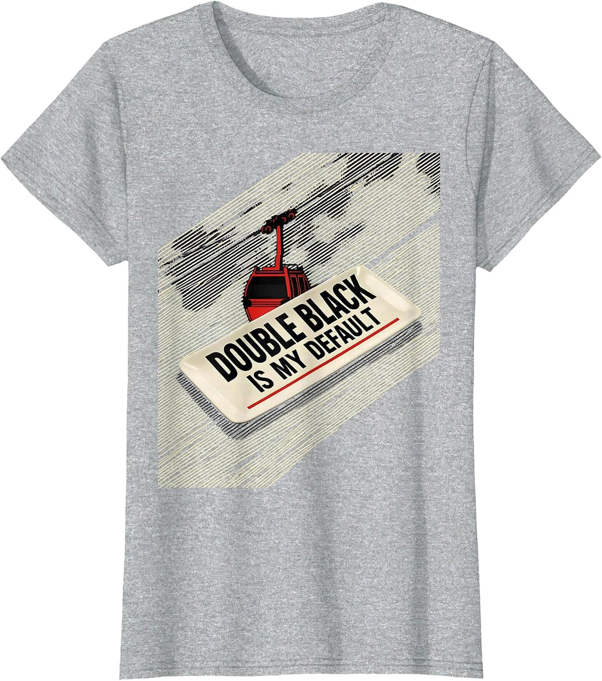 Women's Double Black Is My Default Vintage Ski Humor Snowboarder T-Shirt - Heather Grey