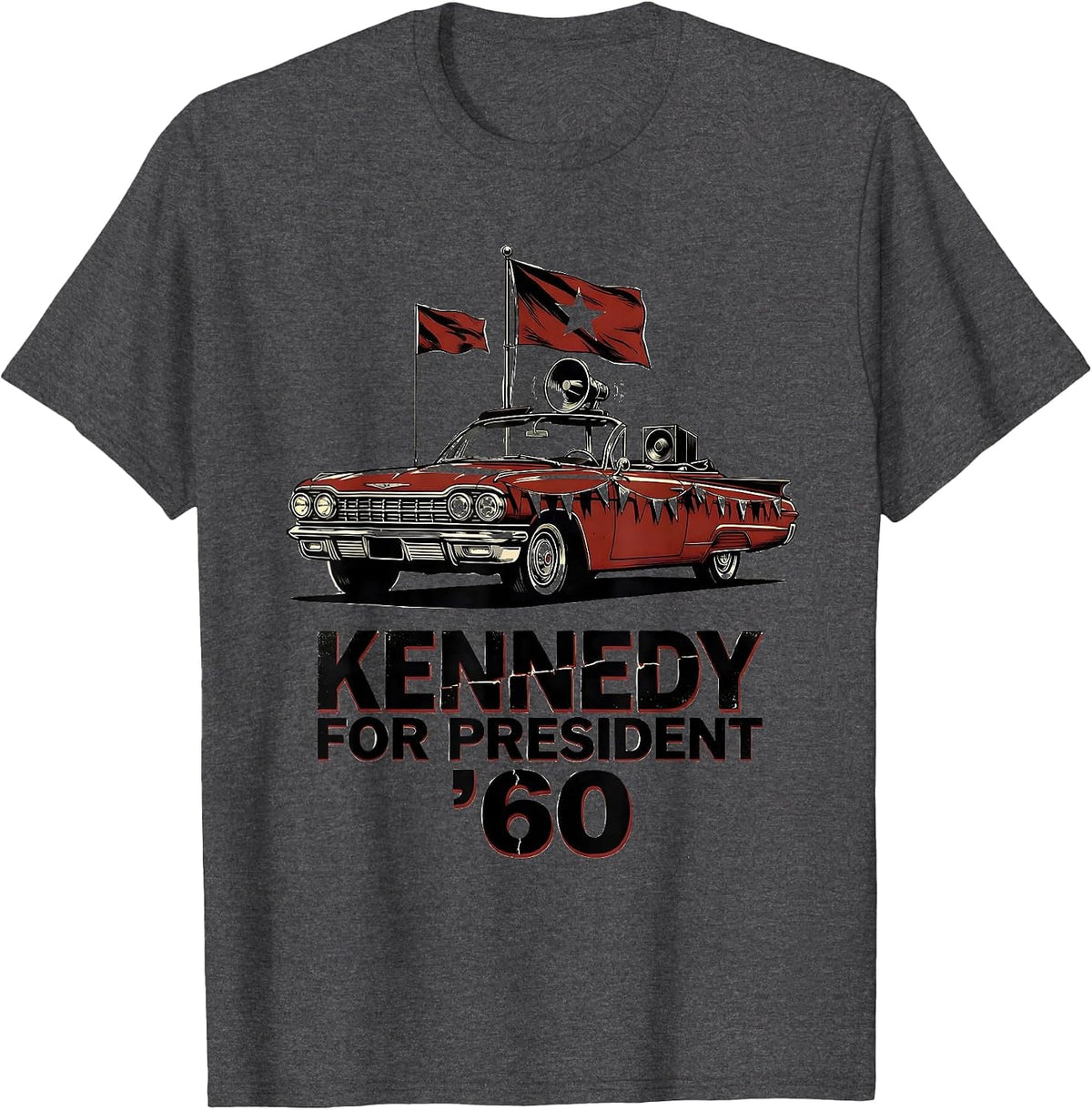 Men's Kennedy For President '60 Vintage Retro Political Nostalgia T-Shirt - Dark Heather Grey
