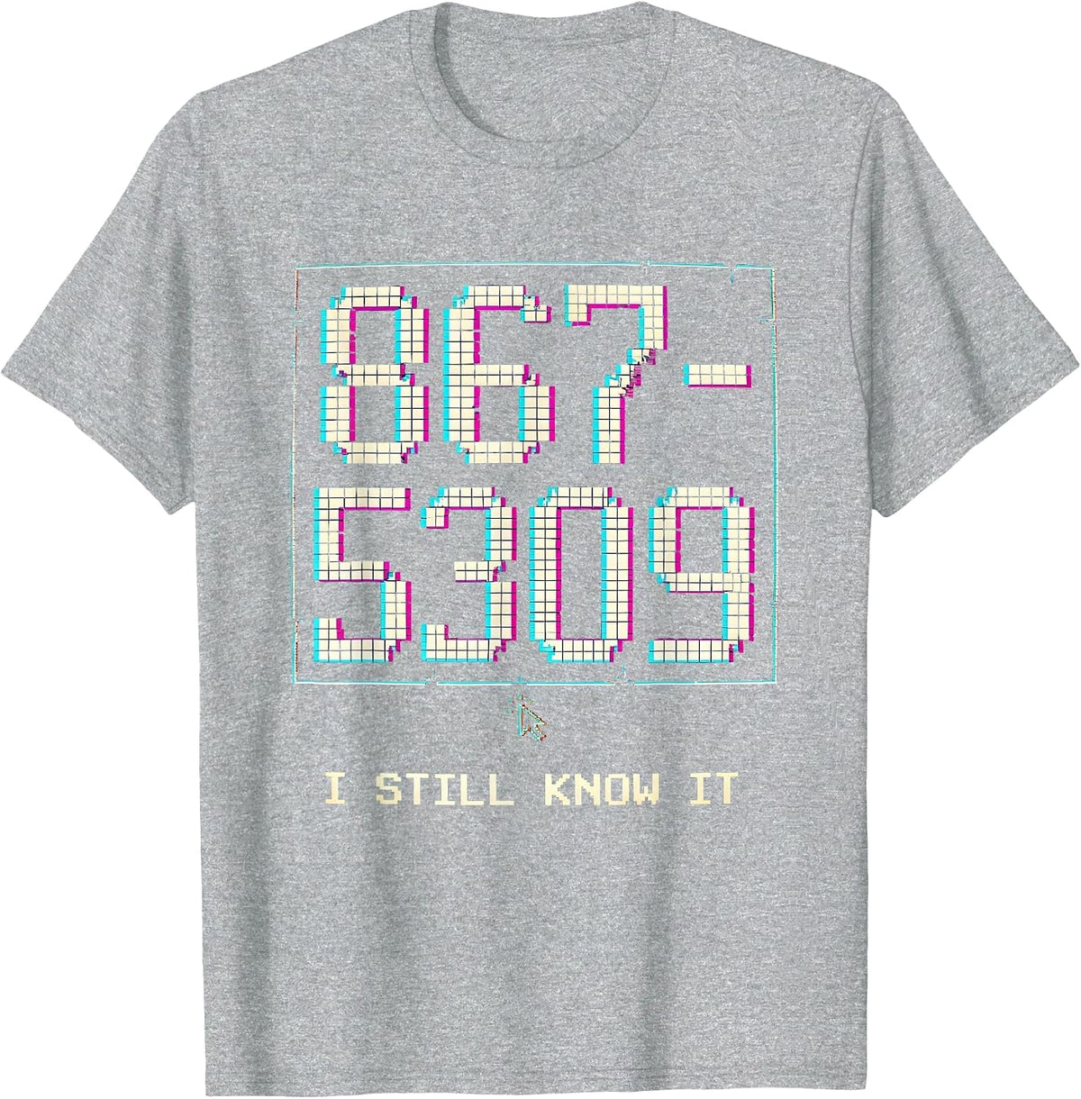 Men's 867-5309 I Still Know It Pixel Art 80s Nostalgia T-Shirt - Heather Grey