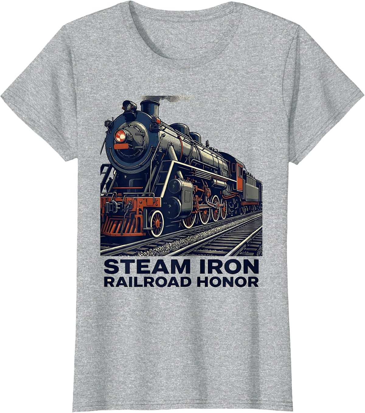 Steam Iron Railroad Honor Vintage Steam Locomotive Train T-Shirt - Heather Grey
