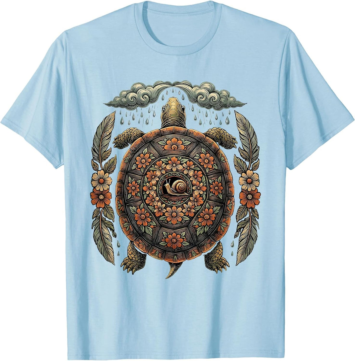 Men's Tortoise and Snail Kindness in the Storm T-Shirt - Baby Blue