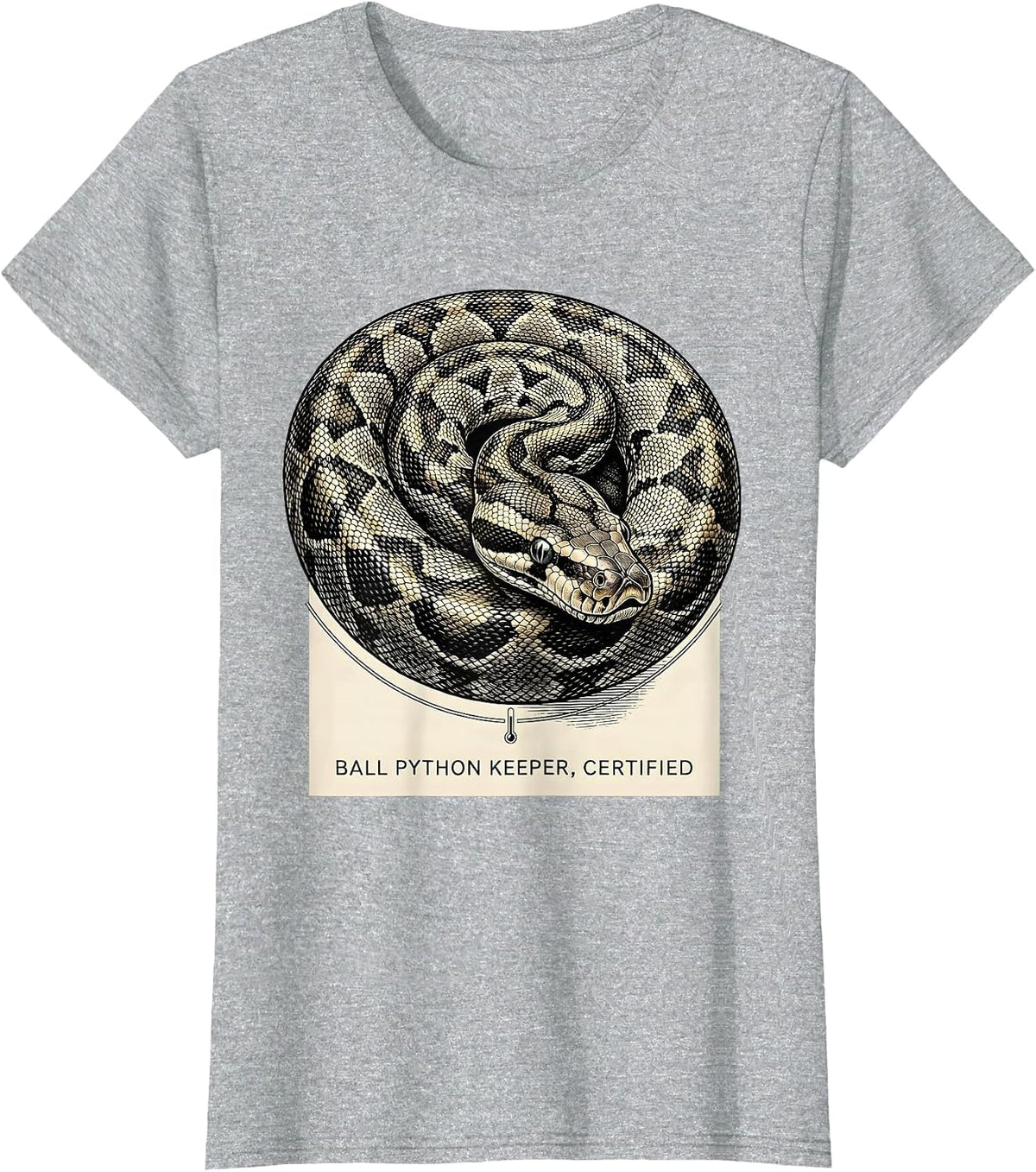 Ball Python Keeper Certified Funny Snake Lover Reptile Humor T-Shirt - Heather Grey