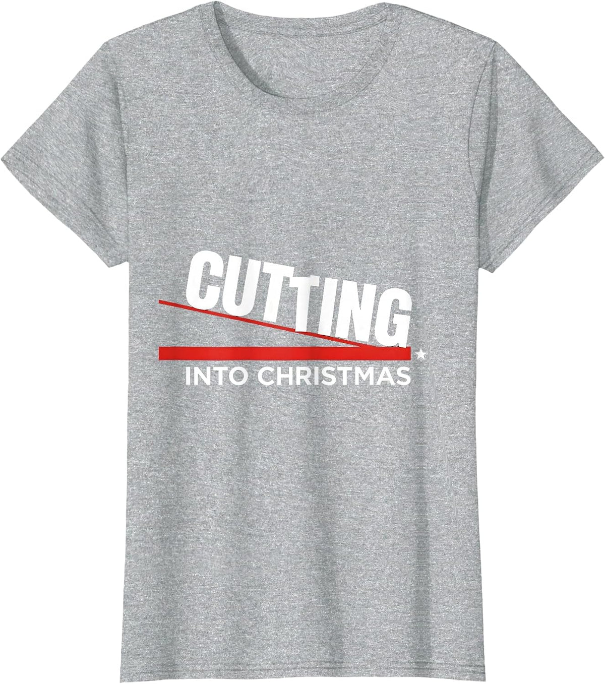 Cutting Into Christmas New Wave Typography Snowboarder Gift T-Shirt - Heather Grey