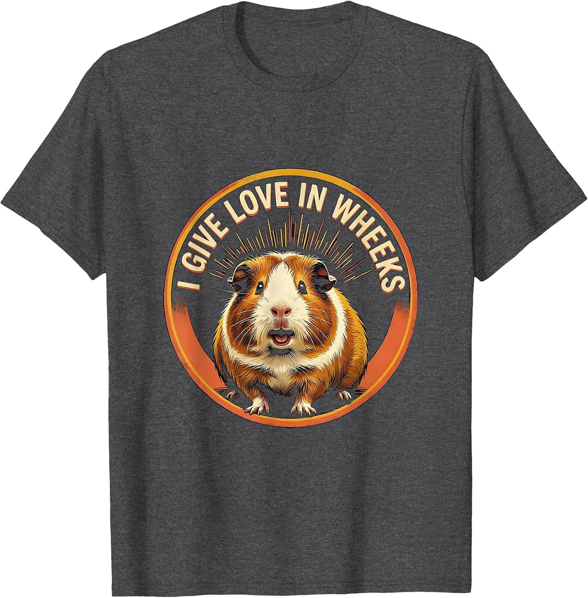 Men's I Give Love In Wheeks Cute Guinea Pig Lover Animal Humor T-Shirt - Dark Heather Grey