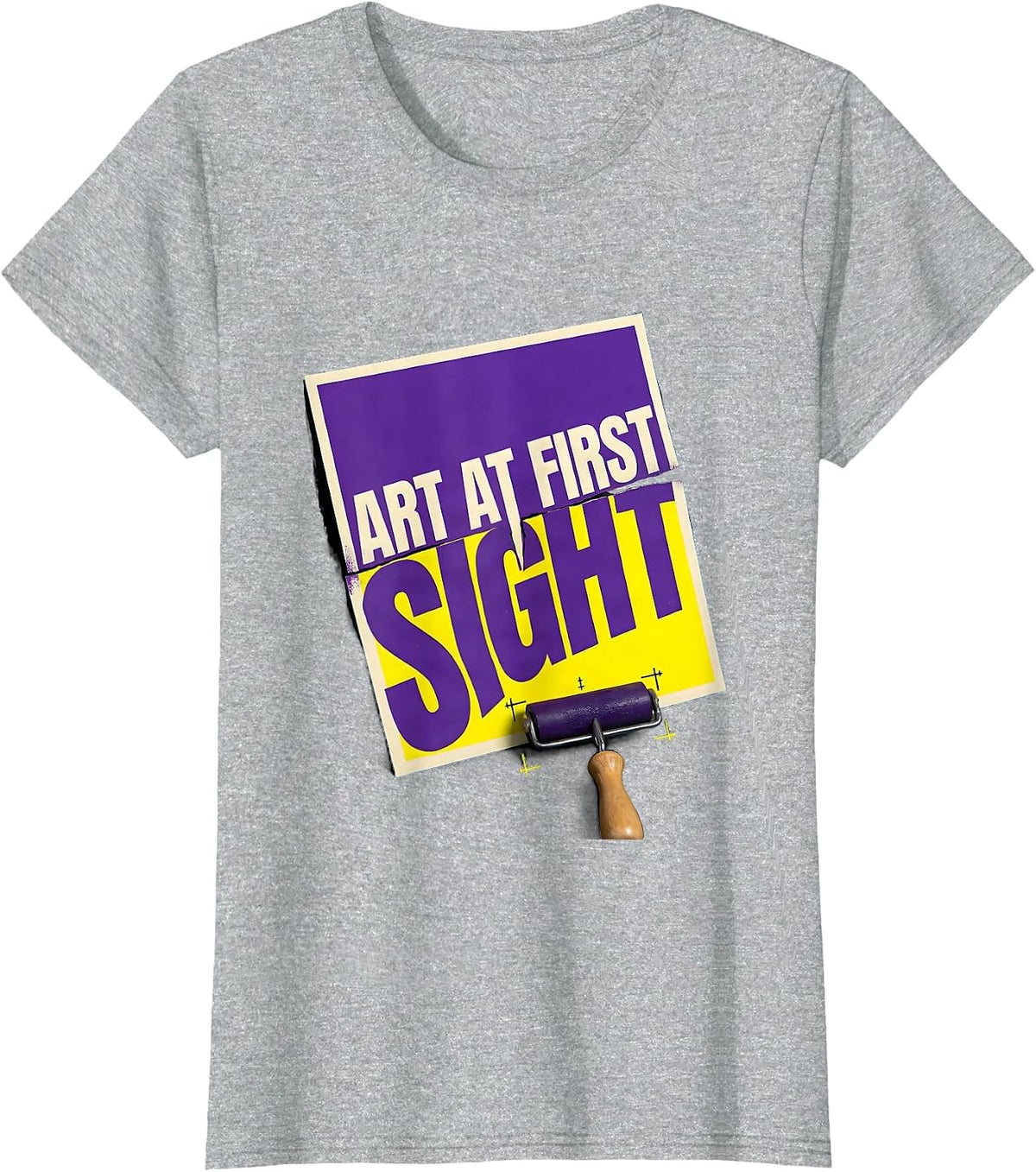 Art At First Sight New Wave Typography Art Teacher Painter T-Shirt - Heather Grey